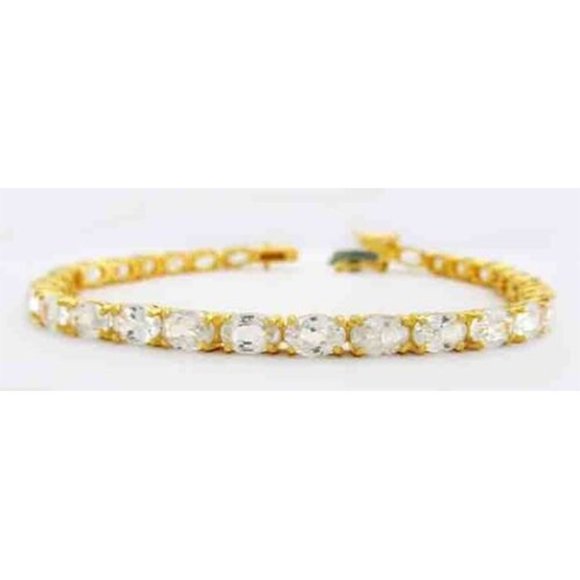 Lab Created White Sapphire Round Cut Gemstone Tennis  Genuine 18.27 Cts White Sapphire Tennis Bracelet 925 Sterling Silver